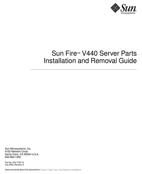sun fire v440 specs pdf manual